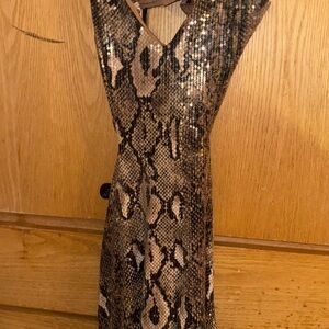 Snake Print Sequin Dress